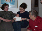 Eliza with Mom, Grandma Valerie and Granddad Mark (79kb)